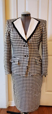 NEW Kasper ASL 2PC Black White Houndstooth Pleated Front Skirt Suit Size 8