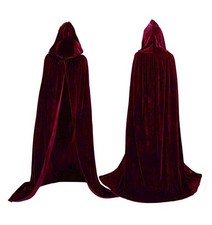 Velvet Cloak Cape Wizard Hooded Party Halloween Cosplay Costumes for Men Wome...