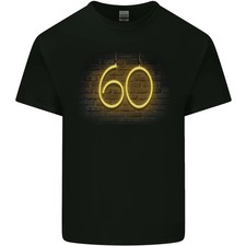 Camiseta de algodón claro 60 cumpleaños luces de neón 60 años para hombre