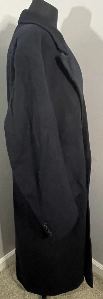 Abrigo Topcoat Vintage Doble Pecho Cachemir Azul Marino Talla 40 L Foto 3 de 4