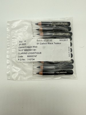 LOT OF 10 CLARINS CRAYON KHOL - 01 CARBON BLACK - REF# 80003747