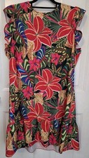 SHEIN Clasi round neck dress ruffle sleeves & tropical Pattern - Size 2X