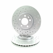 FOR VW TRANSPORTER T5 T6 MULTIVAN CARAVELLE DRILLED FRONT BRAKE DISCS PAIR 340mm