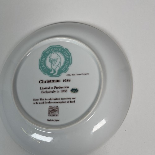 Disney Winnie The Pooh Christmas 1988 Collectors Plate 9" Willitts Exclusive - Picture 7 of 7