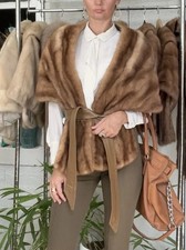 Vintage Garlands St. Louis Genuine Mink Cape Jacket Caramel Brown