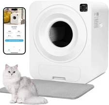 New Self Cleaning Cat Litter Box Automatic 60L APP Control w/ Trash Bags & Mat