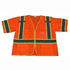 Petra Roc OVM3-CB1-2X/3X Safety Vest, ANSI Class 3, Two Tone Orange Mesh Deluxe