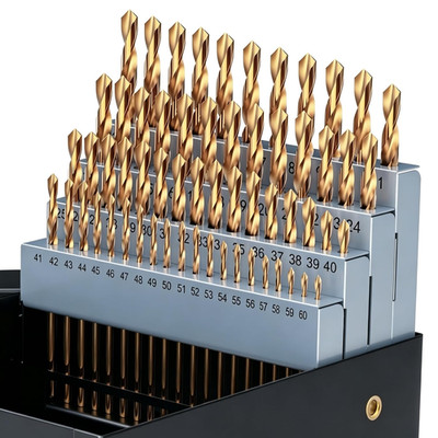 60Pcs Cobalt Number Size Drill Bit Set, 4341 High Speed Steel Drill Bit Set (#1-