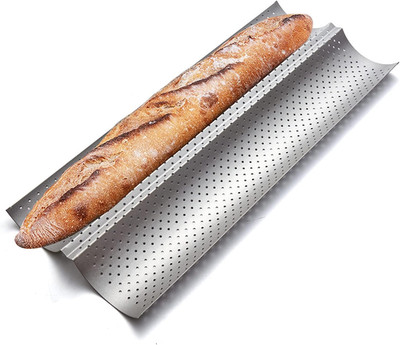 Nonstick Baguette Pans for French Bread Baking, Perforated 2 Loaves Baguettes Ba