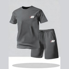 Men’s Summer Sports 2 Piece Set Breathable T-Shirt & Shorts Casual Activewear UK