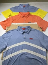 Lot Bundle REDVANLY Mens XL Colorblock Striped Performance Golf S/S Polo Shirt