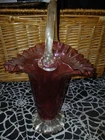 Vintage Fenton 1930s 40s Purple Ruffled Tall Glass Basket