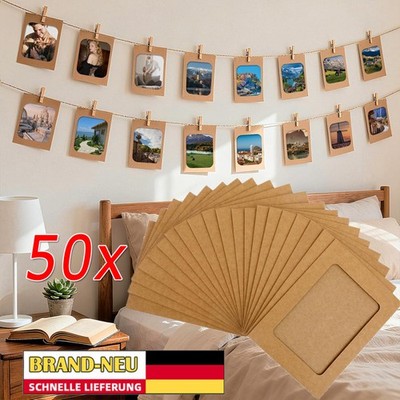 50 Hängende Bilderrahmen 15x15cm DIY Kraftpapier-Bilderrahmen Aufhängen Wand Set