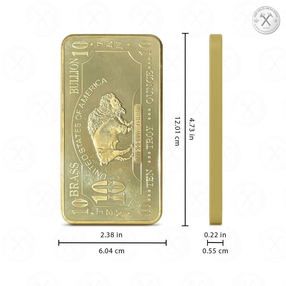 10 oz Brass Bar - American Buffalo CMC Mint - 10 Troy ounces (311