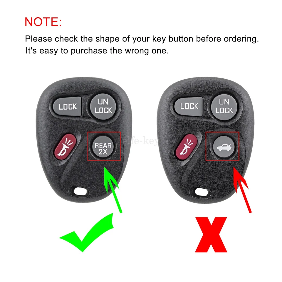 2 Car Remote Key Fob 4Button for Chevrolet Camaro Tahoe 1996 1997 1998 1999 2000 - Image 2 of 4