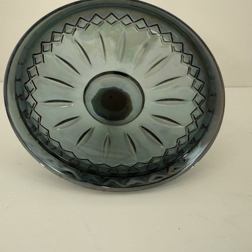 Vintage Indiana Glass Princess Blue Carnival Iridescent Candy Dish Bowl with Lid - Picture 10 of 14