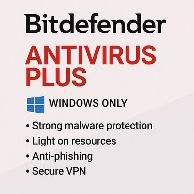 Bitdefender Antivirus - 3 Year 3 WINDOWS Devices + Daily VPN