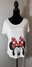 Minnie Mouse  Need More Bows  Disney Parks Womens S White Tee Shirt Loose Fit