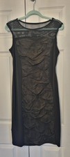 Roman Black Ruched BodyCon Sleeveless Sheer top Dress size 12