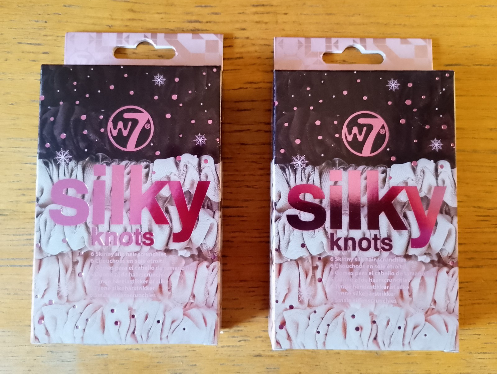 NEW W7 Silky Knots Hair Scrunchies - 2xPack of 6 - 12 Total, Gold/Beige/Black