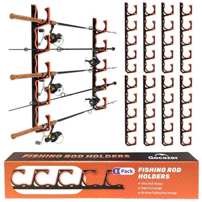 Gocozer Fishing Rod Holder for Garage, H5 Wall or 16.9 inches, Black-8Pack