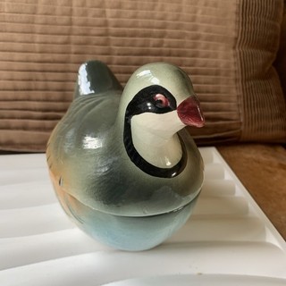 Vintage Michael Caugant Earthenware Mini Partridge Bird Terrine 7x5”