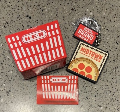 New H-E-B Brand Shop Key Chain Midtown By HEB Pizza Box Keychain Open Box