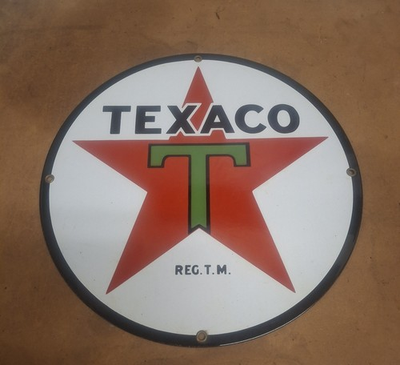 #ad #ad Texaco Vintage Motor Oils Double Sided Porcelain Gas Station Sign $300.00