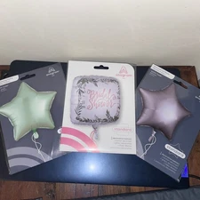 Bridal Shower Leaves Satin Luxe Square Foil Helium Balloon bouquet 3 x balloons 