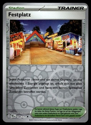 Festplatz 108/131 SV: Prismatic Evolutions Reverse Holo NM Pokemon Karte Deutsch