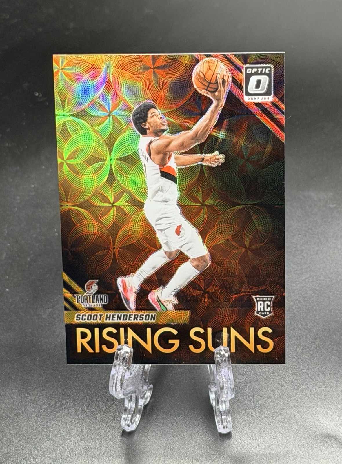 2023 Donruss Optic Scoot Henderson Rising Suns RC Red Yellow SP/99 Trail Blazers
