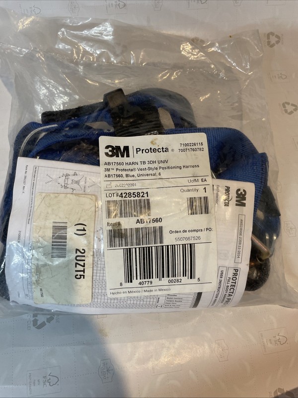 3M AB17560 Harness Vest  Style Positioning Harness. Blue Universal.