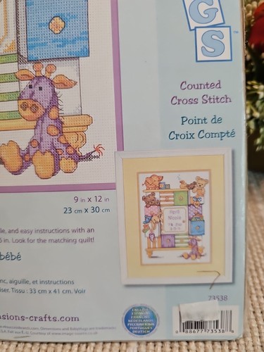 NEW Dimensions Counted Cross Stitch Kit BABY DRAWERS BIRTH RECORD BEAR BUNNY +++ - Picture 4 of 5