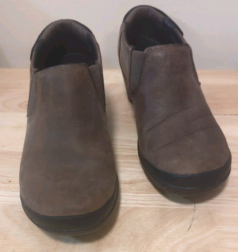 Merrell Veranda Moc Clog Women's 8 Brown Mules Slip On Leather Logo Minimalist