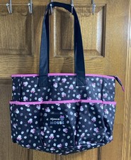 Disney Baby Minnie Mouse Diaper Bag Tote Black Pink Polka Dot 6-Pocket