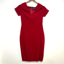 Express Red Dress Mini Cold Shoulder Short Sleeve Bodycon Casual Womens Size 6