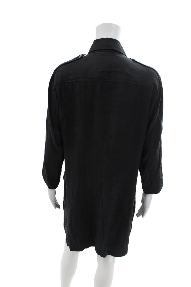 Vestido camisero negro con botones manga larga cuello seda Rag & Bone para mujer talla 2 Foto 3 de 4