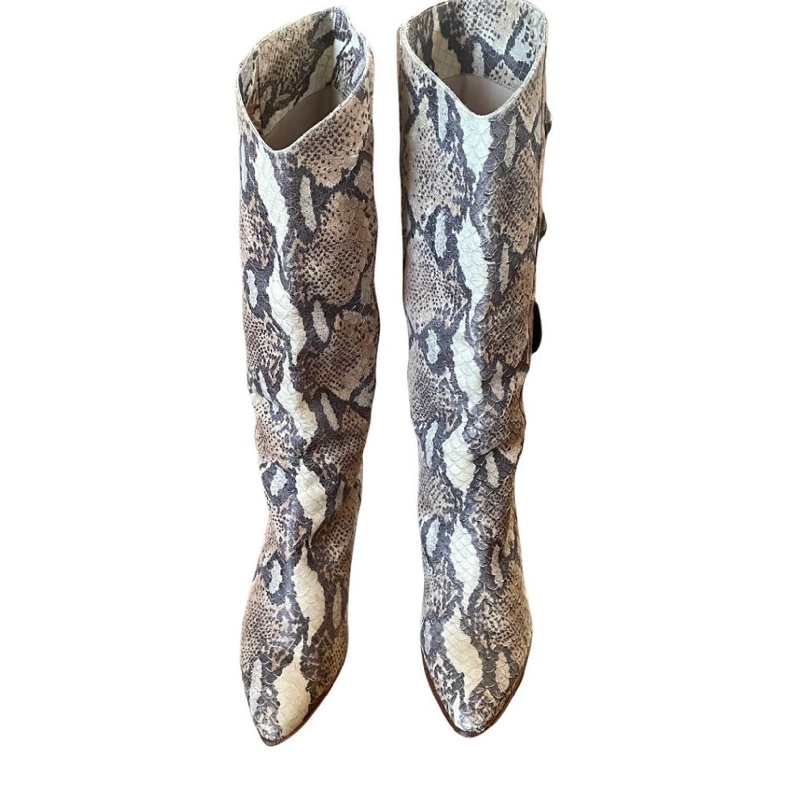 Peter Fox Python Embossed Slouchy Western Boots w… - image 5