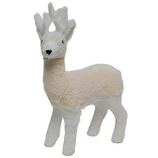 Renna piccola alzata cerbiatto Natalizia cm40x27 Pellicciosa Bianca e Beige