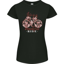 Life is a Beautiful Ride Cycling Bicycle Womens Petite Cut T-Shirt