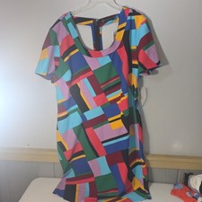 NY&C New York Company Womens Color Block Abstract Geometric Multicolor 2X Dress
