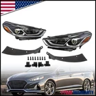 For 2018 2019 Hyundai Sonata Halogen Headlight Assembly W/ Bulbs Left Right Pair