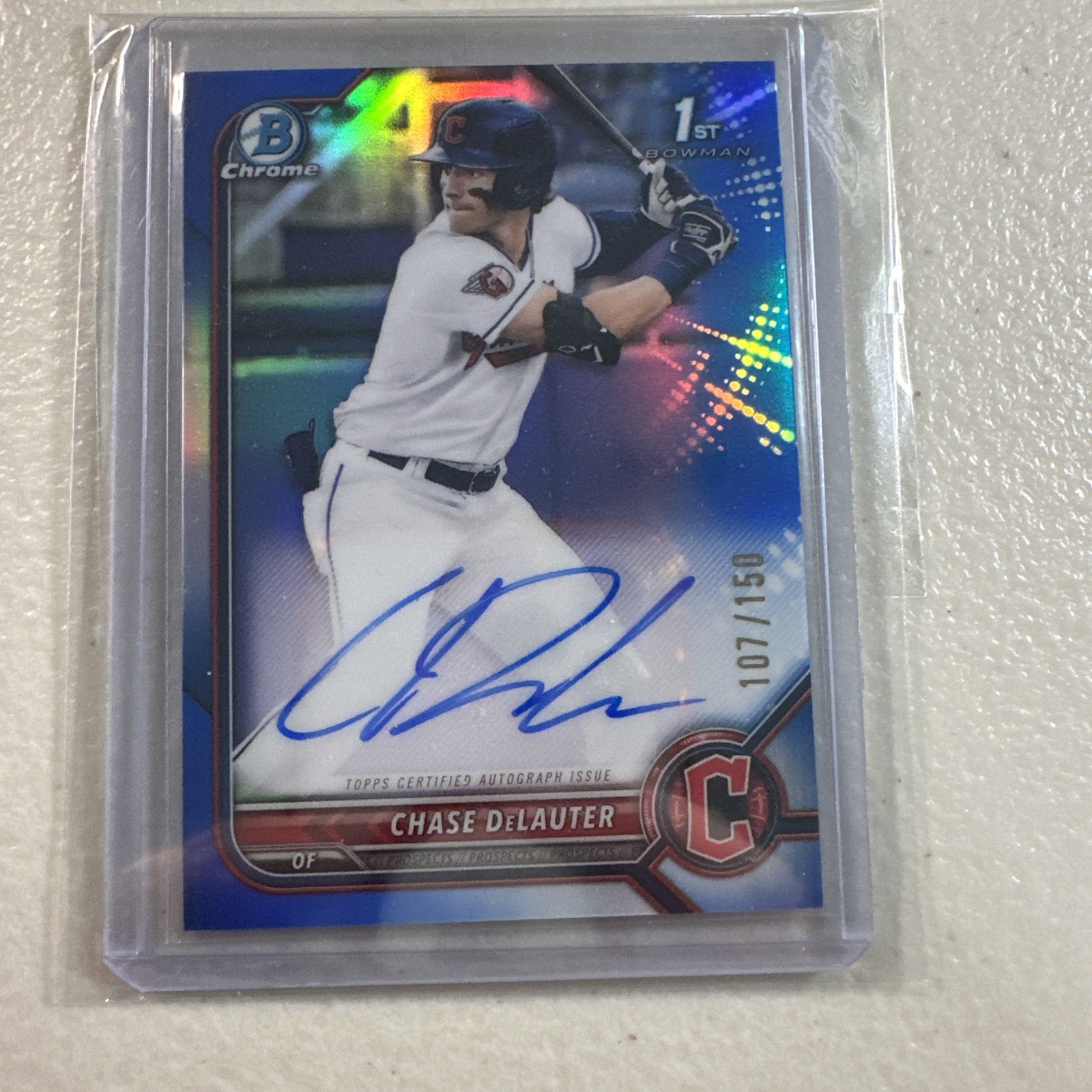 2022 Bowman Chrome Chase Delauter True Blue Refractor Auto 107/150 1st