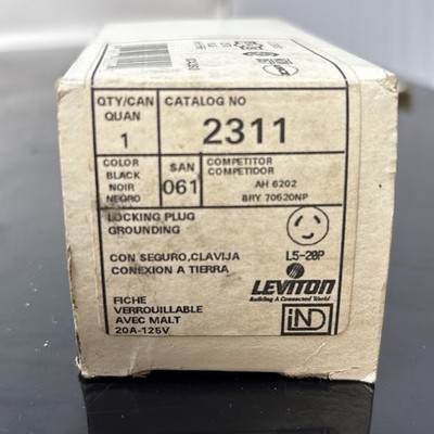 LEVITON - 2-POLE, 3-WIRE GROUNDING PLUG LOCKING #2311 - NOS