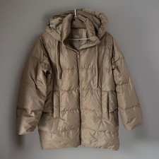Zara Damen Downjacke Jacke Steppjacke braun Gr. XS mit Kapuze 60% Entendaunen