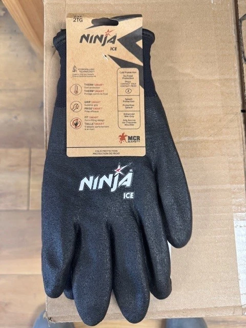 MCR Safety Ninja Ice N9690 Insulated Work Gloves, Size 2XL - Black 10 pairs
