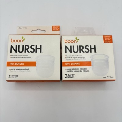 Boon NURSH Silicone Pouches 4oz 3-Pack (2 Boxes, 6 Total) BPA Free New CC
