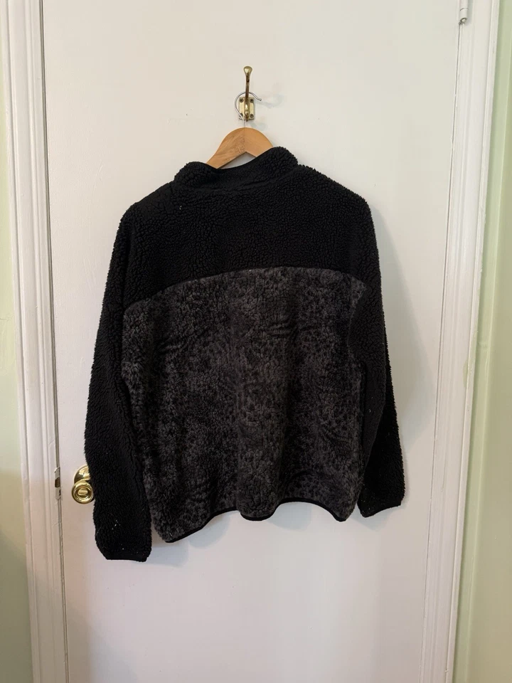 Suéter Seven7 Mujer Negro Sherpa Polar Cremallera Bolsillo Oscuro Acogedor Pullover Talla L Foto 2 de 4