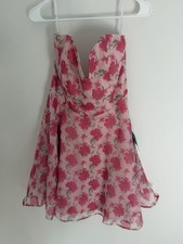 XL Lulu’s Pink Floral Strapless Dress With Boning