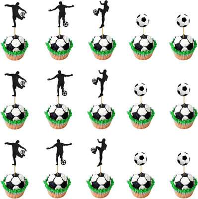 Fußball Cupcake Topper Set für Babyparty Geburtstag Dekorationen 48 Stück